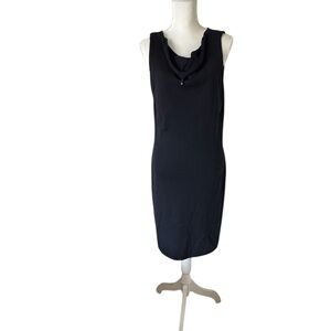 St. John Collection Black Cowl Neck Midi Dress